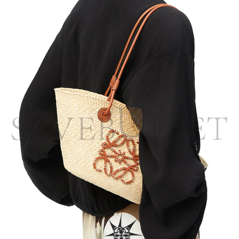 L0ew* small anagram basket bag in iraca palm and calfskin a223p65x01-2435 (38*17*13cm)